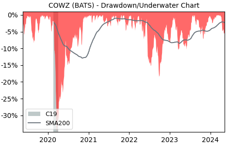 Drawdown / Underwater Chart for Pacer US Cash Cows 100 (COWZ) - Stock & Dividends