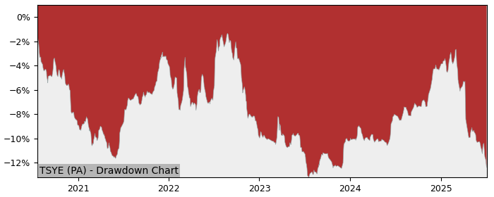 5 Year Drawdown / Underwater Chart for (TSYE) SPDR Barclays Cap US - Performance -4.3% in 12m