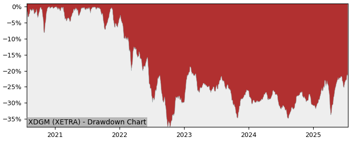 5 Year Drawdown / Underwater Chart for (XDGM) db x-trackers - Performance 13% in 12m
